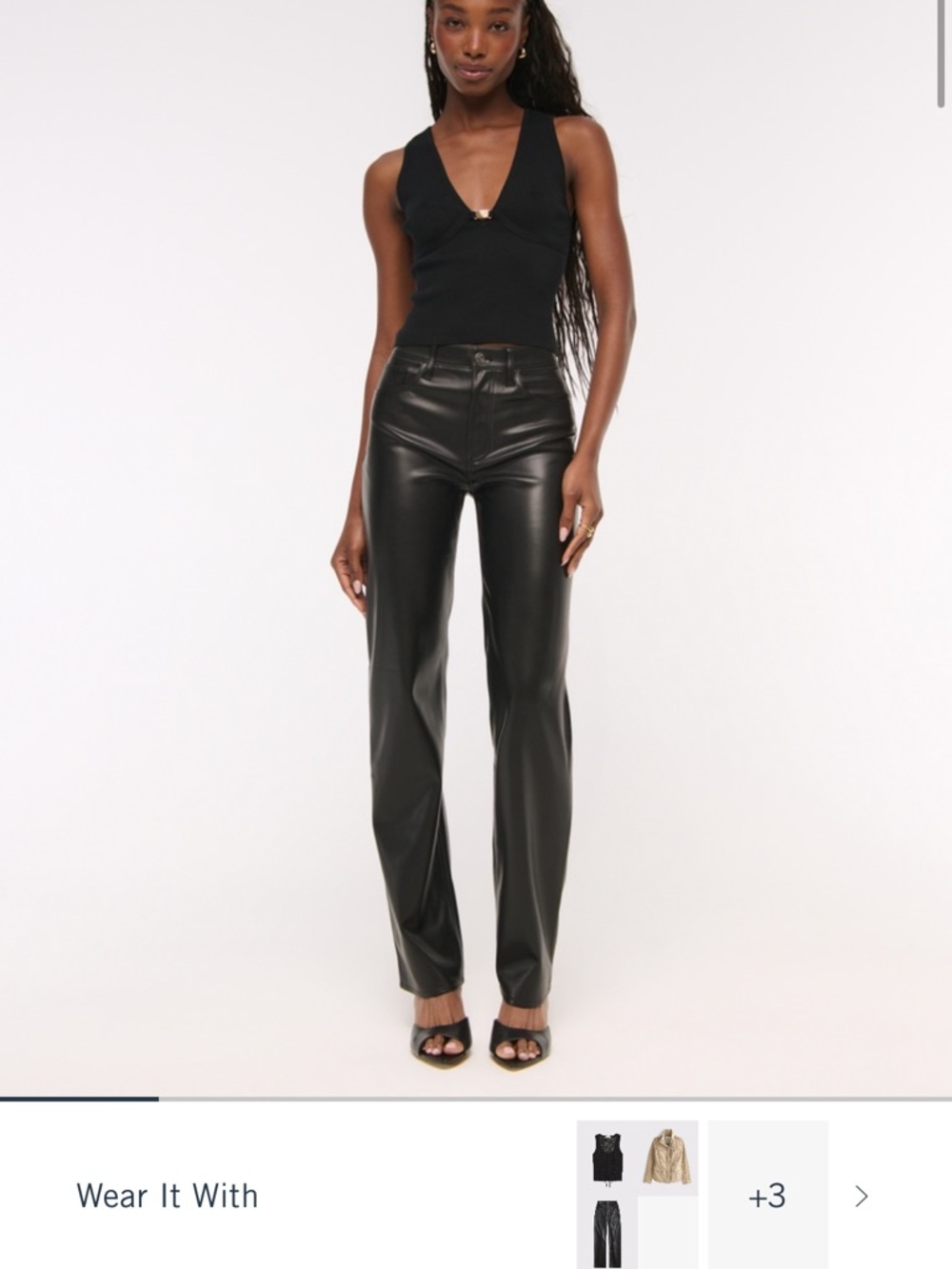Abercrombie & Fitch Black Straight-Leg Faux Leather Jeans